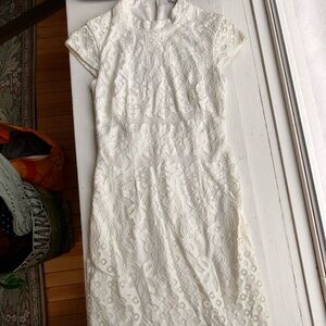 Lace White, Cap-Sleeved Dress